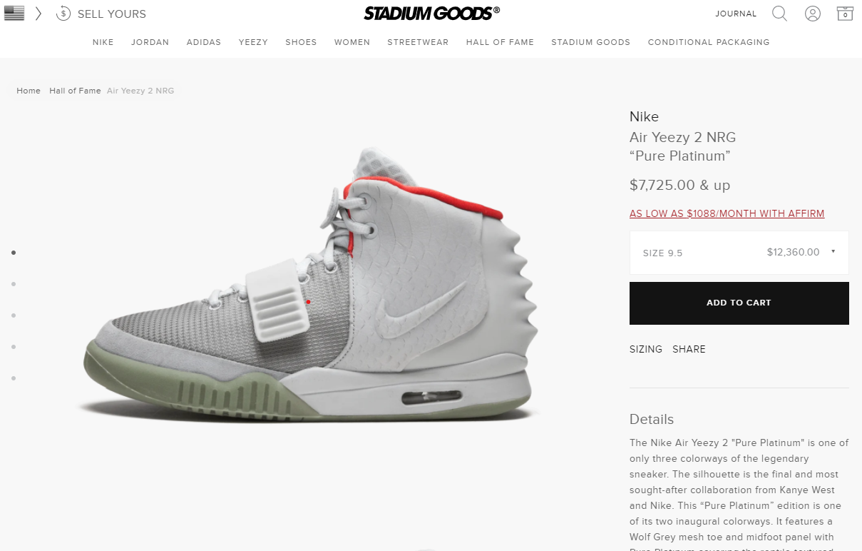 Air Yeezy 2 NRG Pure Platinum - Stadium Goods